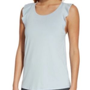 Calia Light Blue Ruffle Sleeve Workout Top